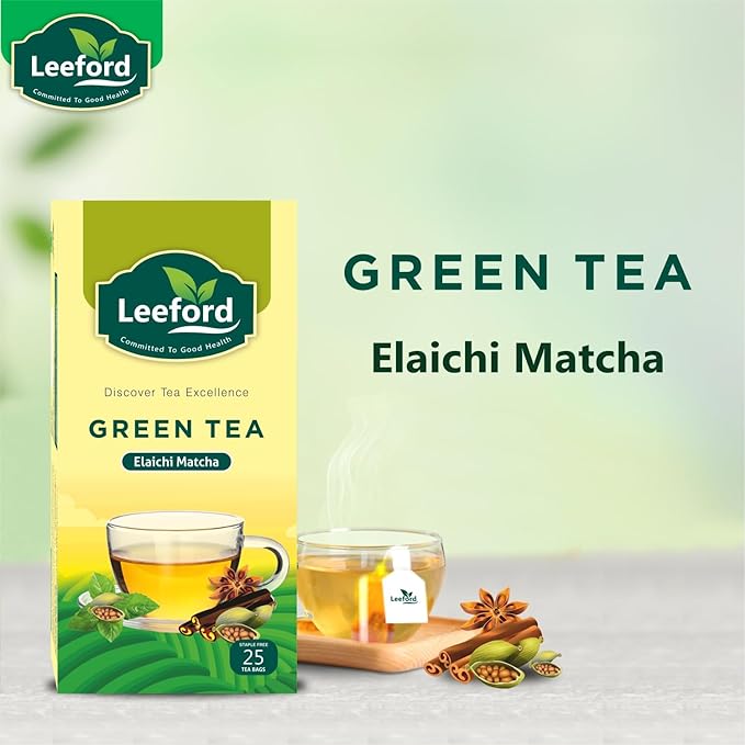 Leeford Elaichi Matcha Green Tea For Weight Loss - 25 Infusion Bags