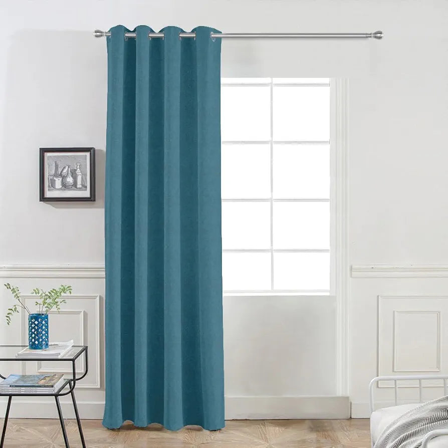 Divine Casa 7 Feet Premium Velvet Blackout Door Curtain Luxurious Thermal Insulated Room Darkening & Noise Reducing Single Opaque Panel Colour Turquoise (Pack of 1)