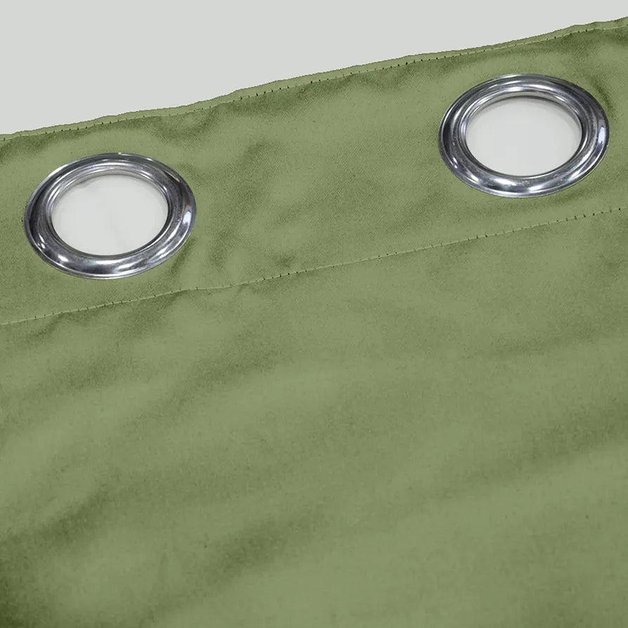 Divine Casa Super Satin Blackout Door Curtains Solid Panels for Complete Light Block Size 7 Feet Silky Touch & Thermal Insulation Colour Pastel Green (Pack of 2)