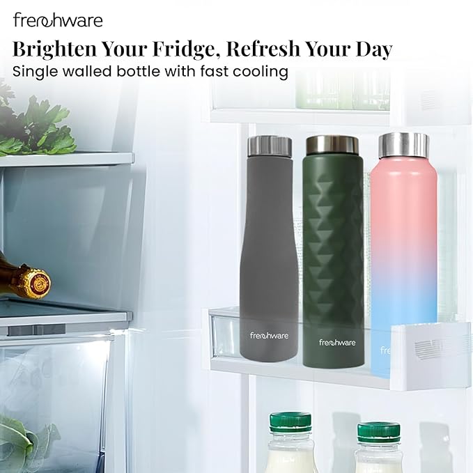 Frenchware Water Bottle 1 Litre, Stainless Steel, Premium SS 304, Sky-Blush | Easy-to-Clean