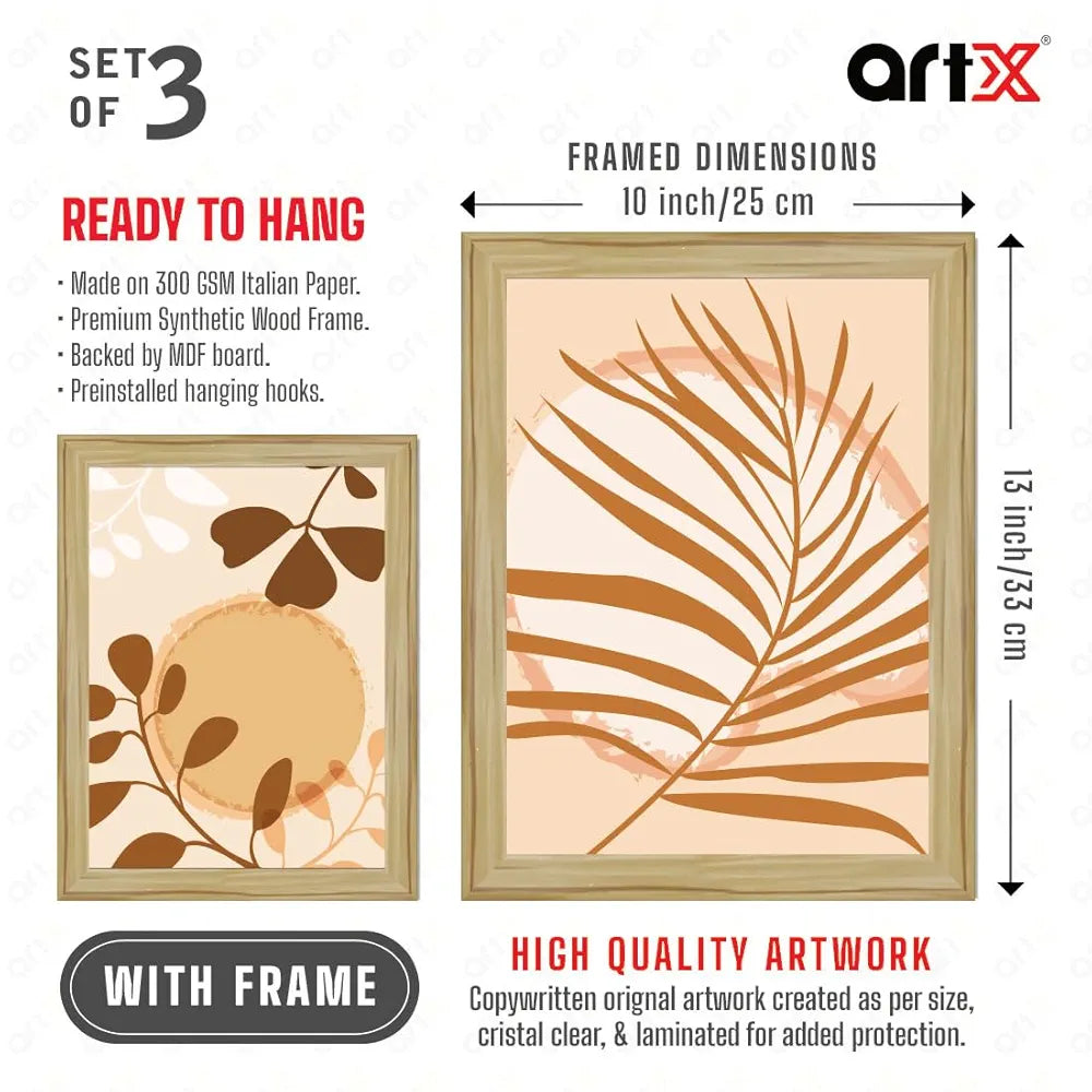 ArtX Paper Boho Botanical Wall Painting Set of 3