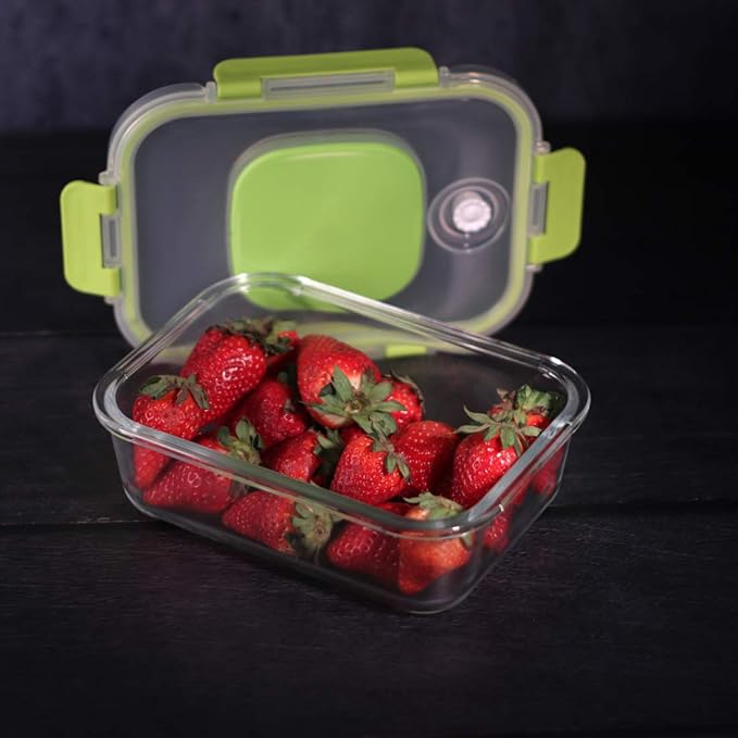 Femora Borosilicate Glass Rectangle Container With Vacuum Pump Lid | 1050 Ml