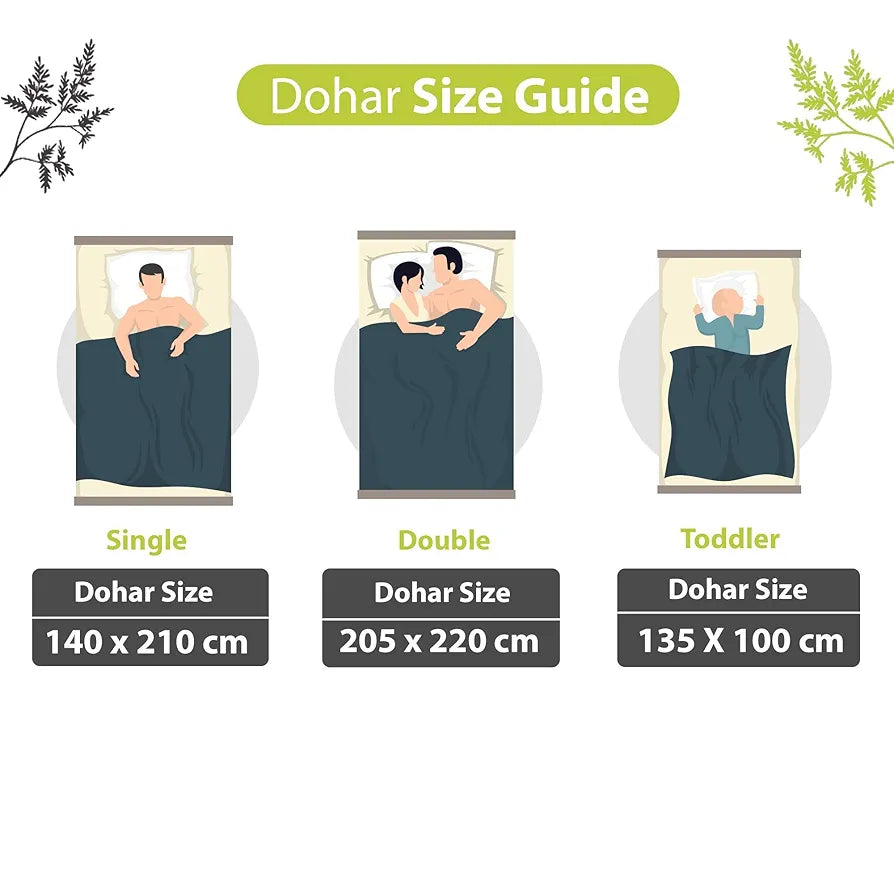 Divine Casa Floret 100% Cotton Double Dohar 120 GSM Soft & Lightweight Throw Blanket Colour Leaf Green