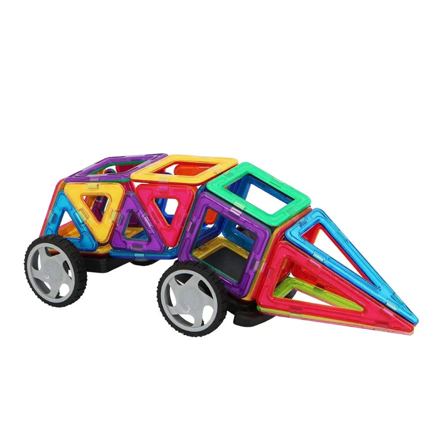 Trinkets & More-3D Premium Magnetic Magna Blocks  Toys Building Tiles Stacking Set Magical Construction Game Puzzle Stem With Storage Box.,Multi
