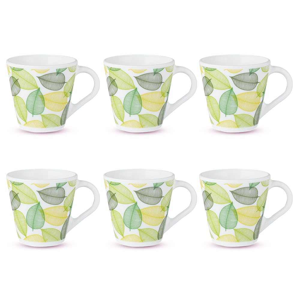 Larah by Borosil Novelty Series Noma Opalware Mug | Set of 6 Tea/coffee Mugs | 110 Ml Each