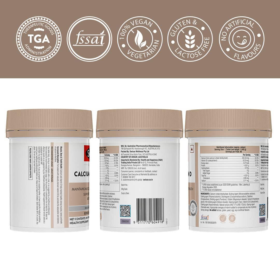 Swisse Calcium & Vitamin D - 90 Tablets