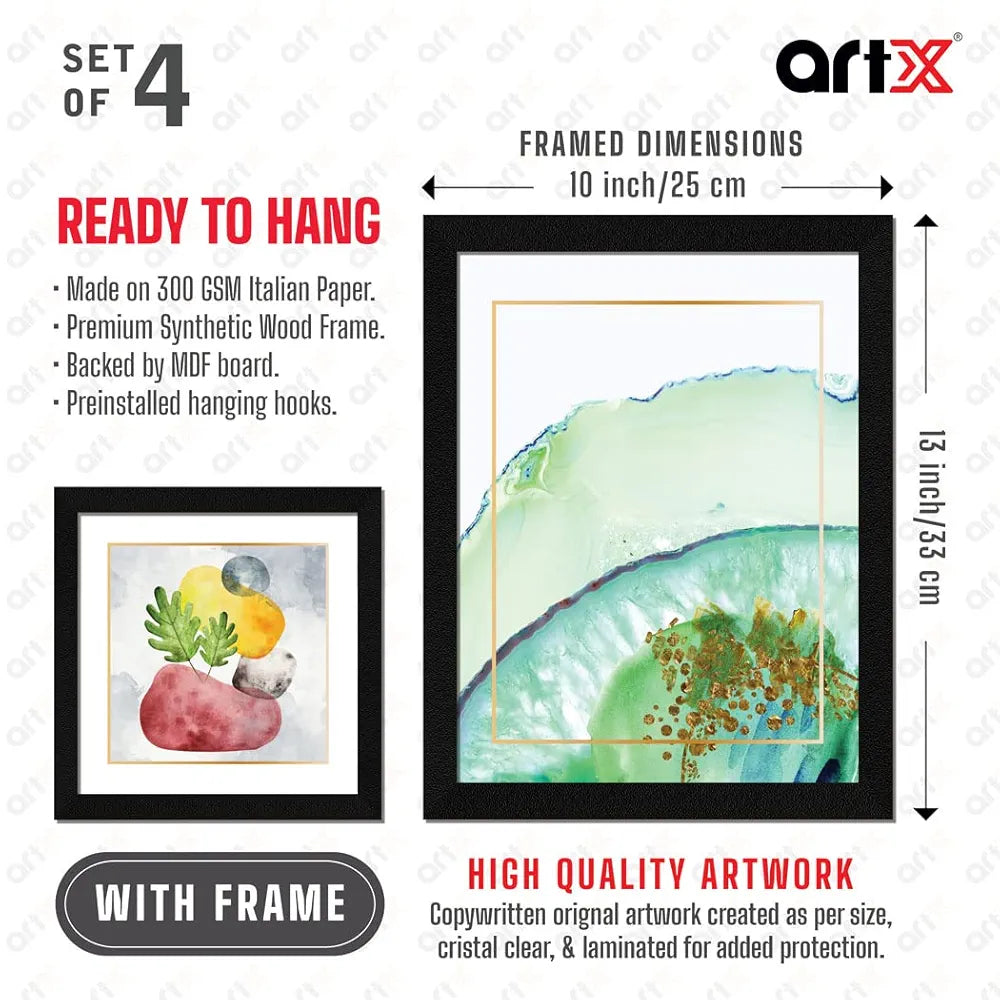 ArtX Paper Abstract Fairytale Big Wall Art Frame Painting Set of 4