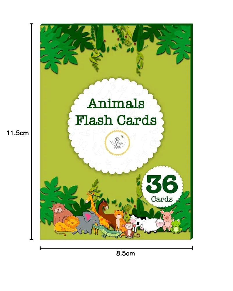 The Curious Bees - Animals Flash Cards | 36 Laminated Cards for Kids | Age Group: 1-4 Years | Fun Early Educating Activity for Kids