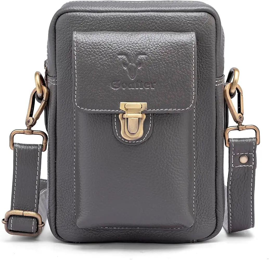 Goatter Genuine Leather Unisex Sling Cross-BodyBag Messenger Bag