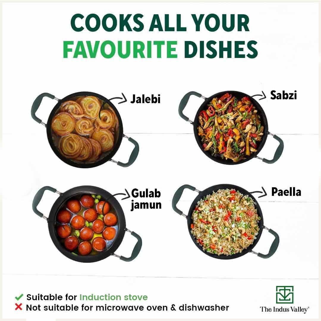 The Indus Valley Pre-Seasoned Iron Jalebi Pan with Silicon Handle