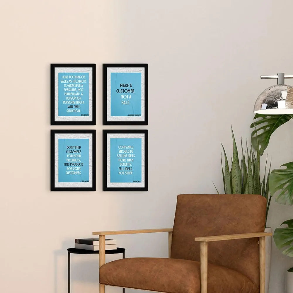 ArtX Paper Business Sales & Marketing Motivational Quotes AXF00193-MOT Wall Frames Set of 4