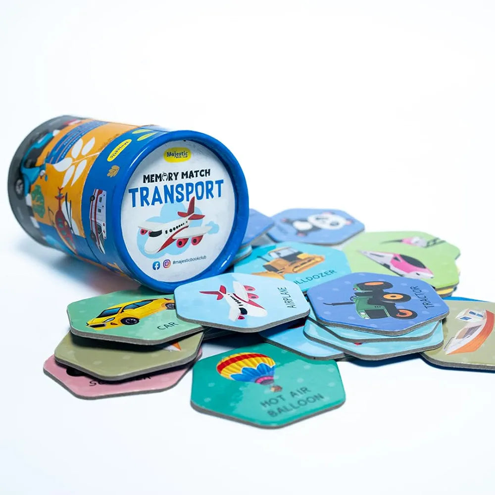THE BOOK TREE Memory Match Game: Transport – 24 Durable Cards, 12 Vehicle-Themed Pairs, Brain-Boosting Educational Game for Kids, Toddlers, and Families