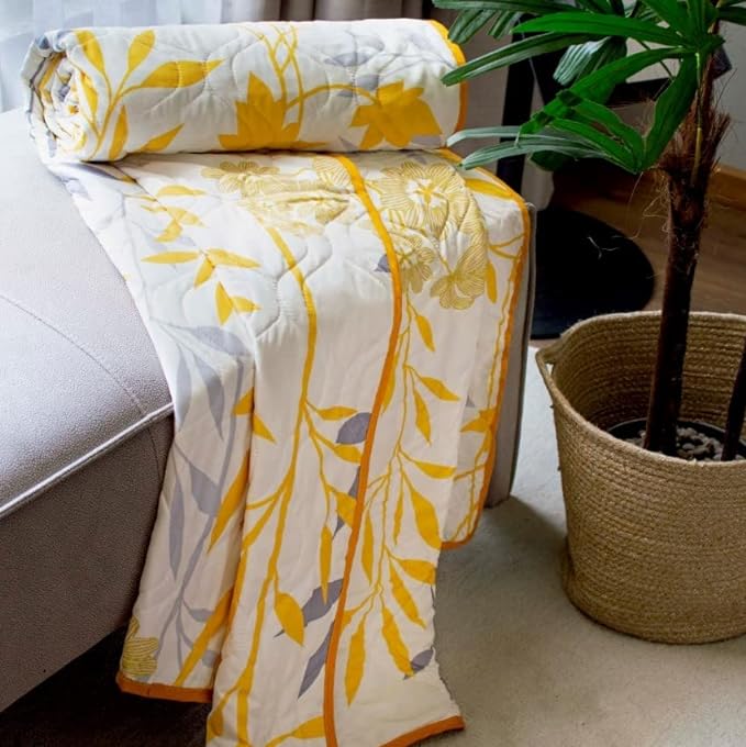 Urban Space Double Bed Comforter Microfiber 3 Layered Quilt Printed AC Blanket Colour Tuscany