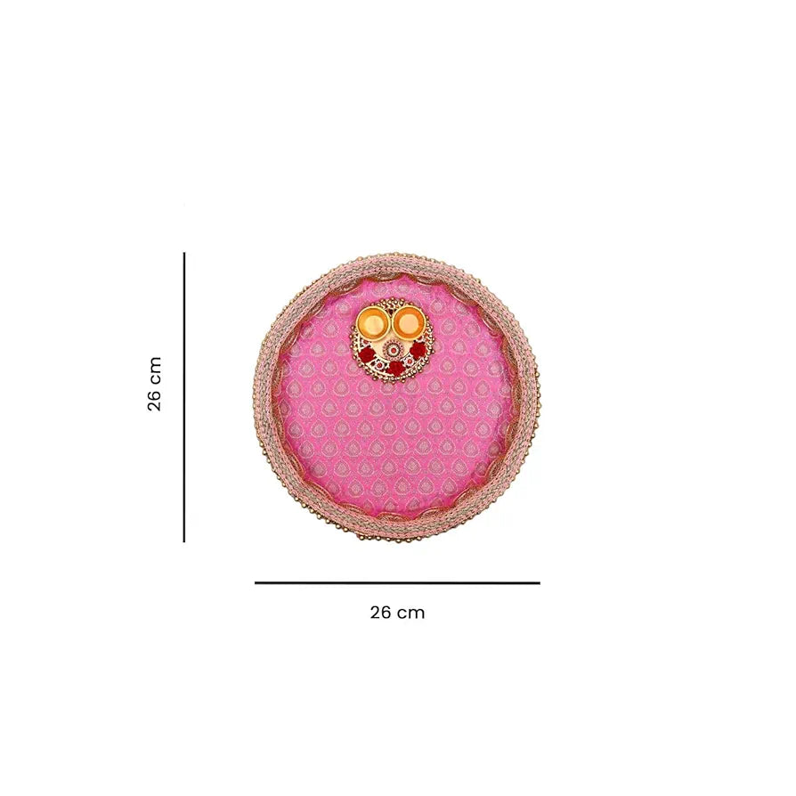 DecorTwist® Pooja Thali Set | Stainless Steel Handcrafted Decorative Pooja Thali for Diwali Puja, Home, Temple, Mandir, Wedding, Bhai Dooj Decorative Puja Plate 10.2 Inch Pack of 1 