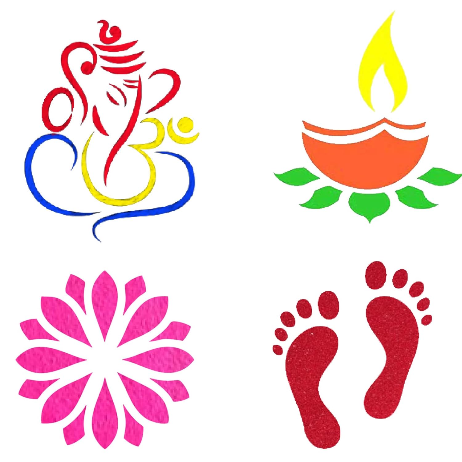 Ascension 10 Rangoli Powder Colors Bottles 4 Stencils and 2 Fillers Design Creativity Diwali Floor Rangoli Art Colours