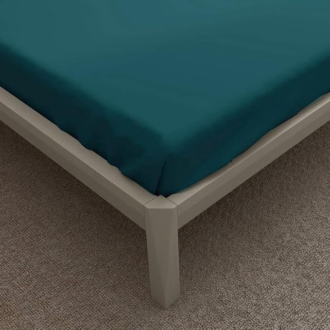 Wakefit Bedsheet for King Size Bedsheet King Size Bed Cotton 2 Pillow Covers Elastic Fitted Sheet Peacock Blue Colour