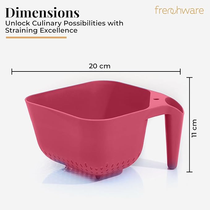 Frenchware 1 Unit Plastic Colander With Handles, Premium-grade Plastic, 100% Food Safe | Dishwasher Safe | Peach Colour