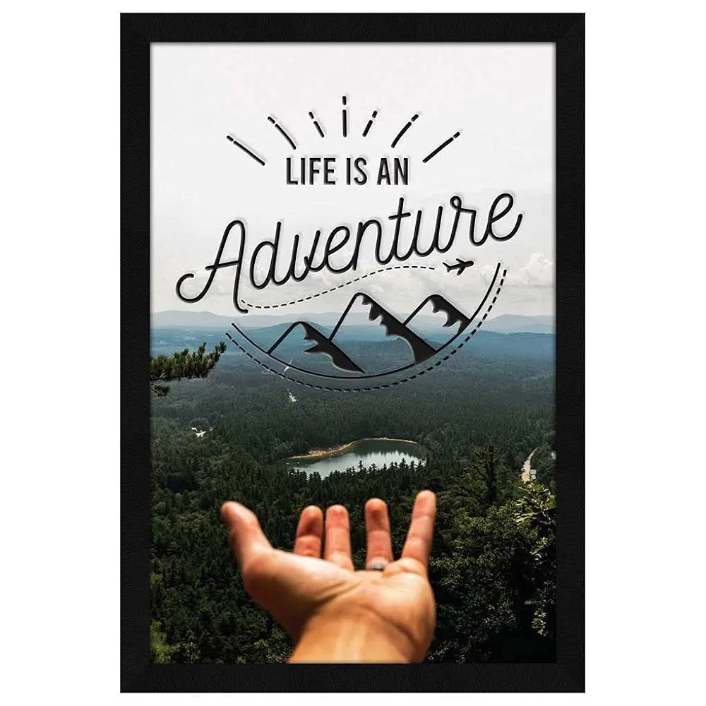 ArtX Paper Life Is An Adventure Motivational Quote Framed Wall Art Painting