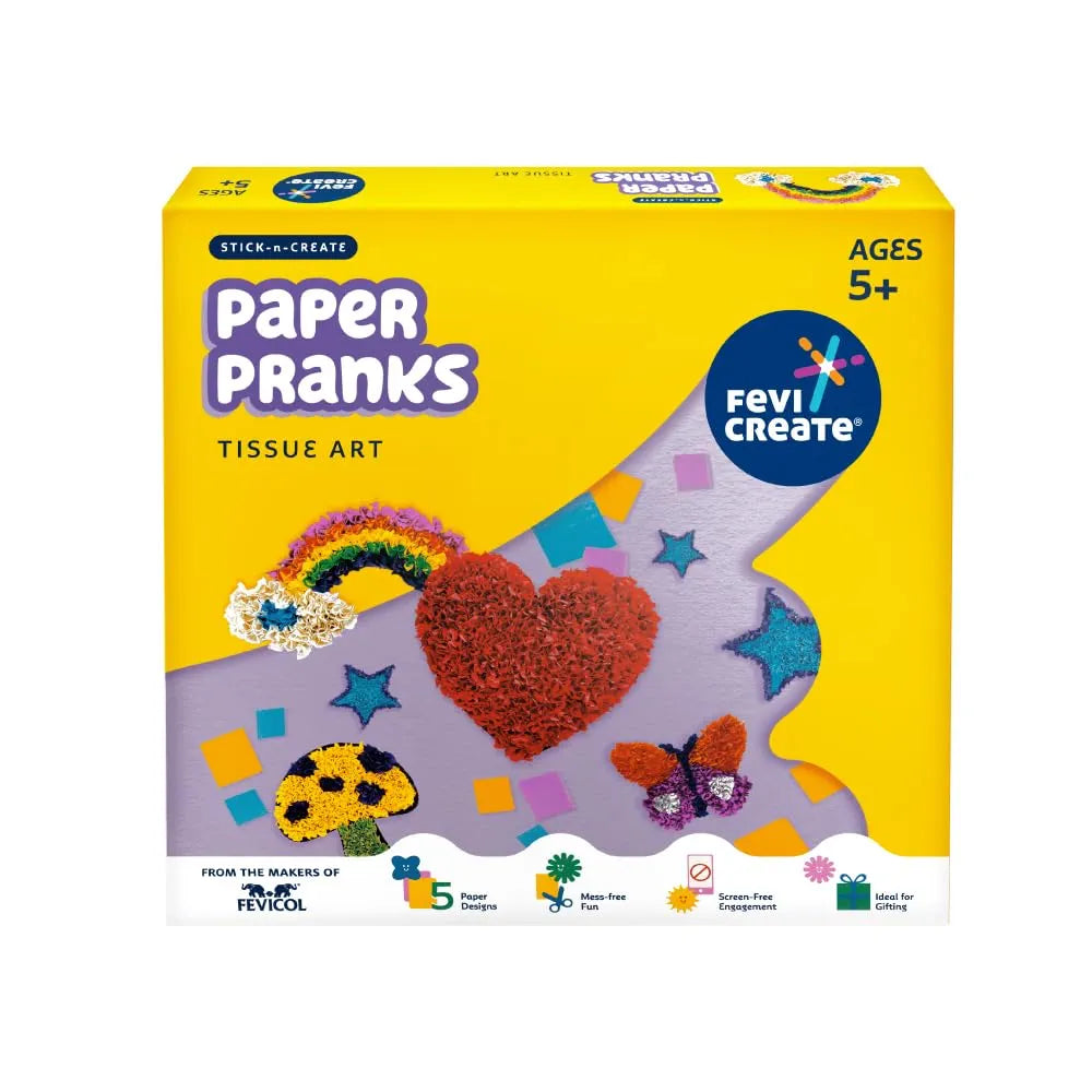 Fevicreate Tissue Art Kit | Create 5 Exciting Templates to Using Tissue, Glue Drops, Fevistik & More | Boost Child's Creativity | by Fevicol | Best Gift for Kids Boys & Girls Age 5+ Years