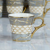 Femora Indian Ceramic Grey Gold Line Tea Cup | 6 Pieces | 155 Ml