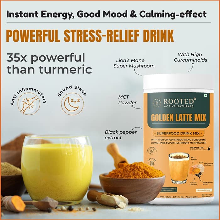 Rooted Actives Golden Turmeric Milk Latte Mix powder - 500 gms