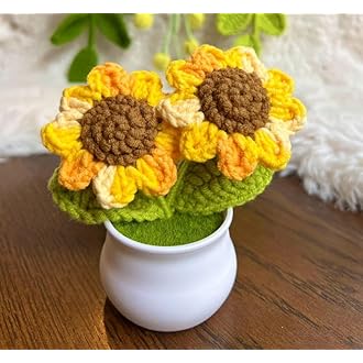 Crochet Flowers Artificial Sunflower Crochet Purple Plant