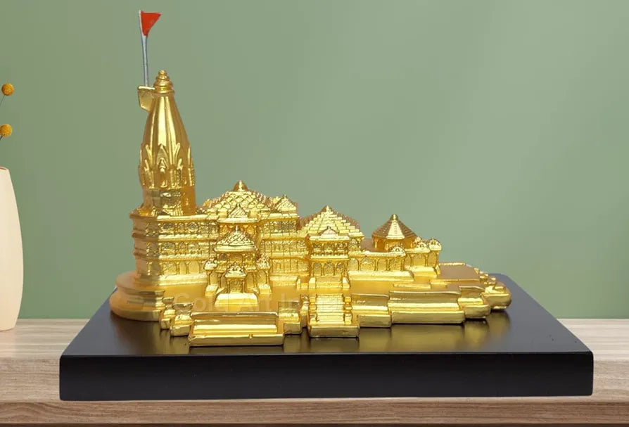 Gold Art India Ram Mandir Ayodhya Gold Plated Matte 24 Karat - Minature Small