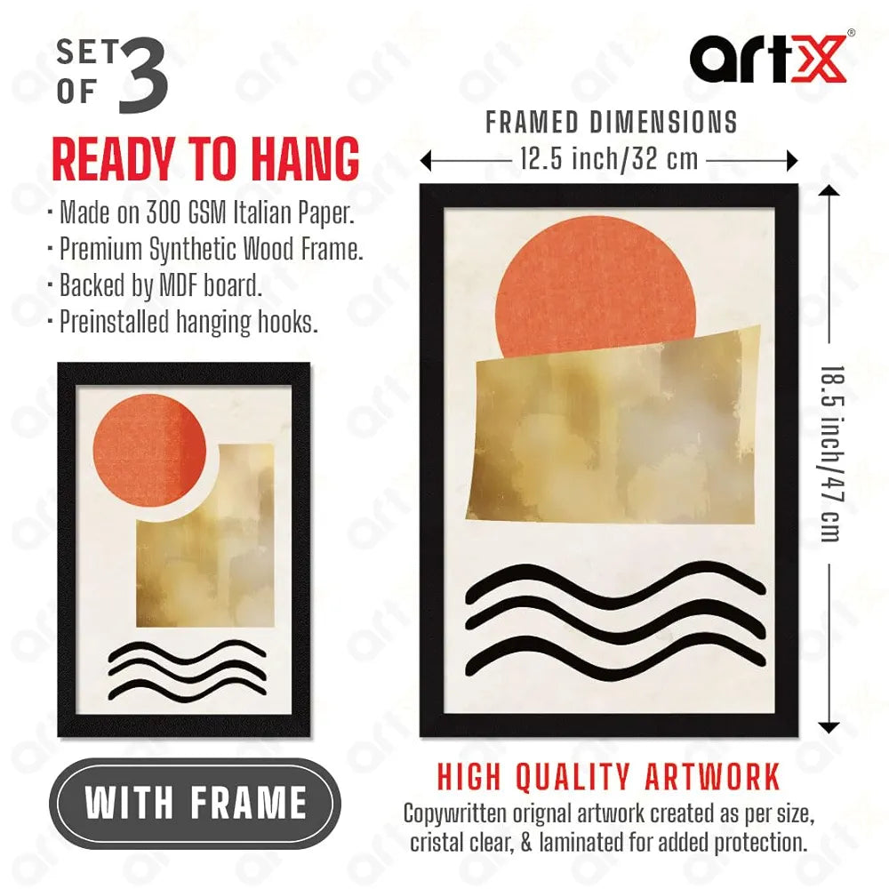 ArtX Paper Boho Landscape Aesthetic Wall Painting Set Of 3