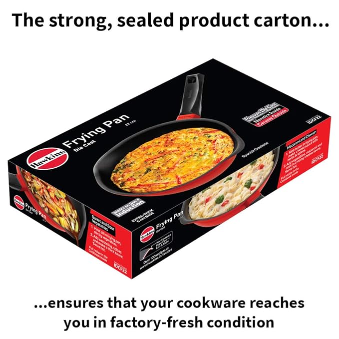 Hawkins 22 cm Frying Pan Die Cast Non Stick Fry Pan Ceramic Coated Pan Red