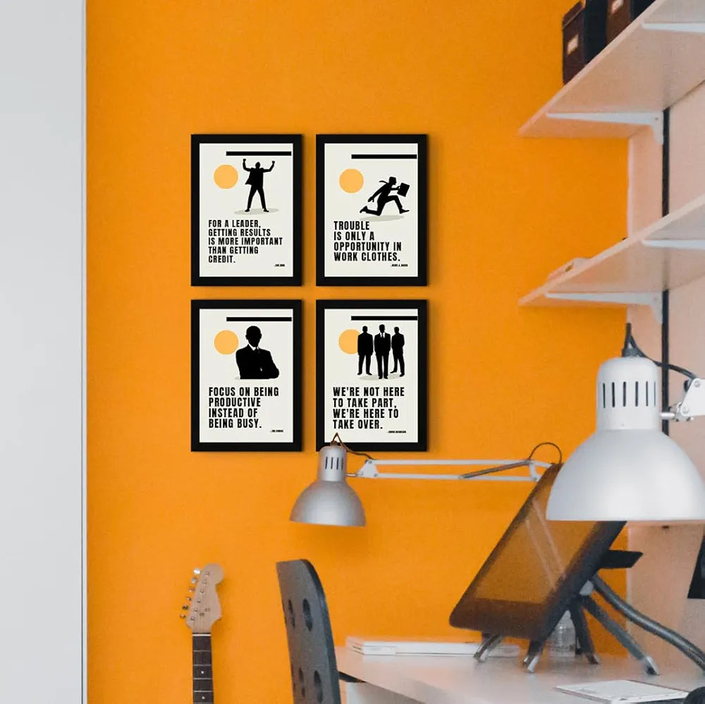 ArtX Paper Marketing Business Sales Motivational Quotes Wall Frames AXF00183-MOT Set of 4