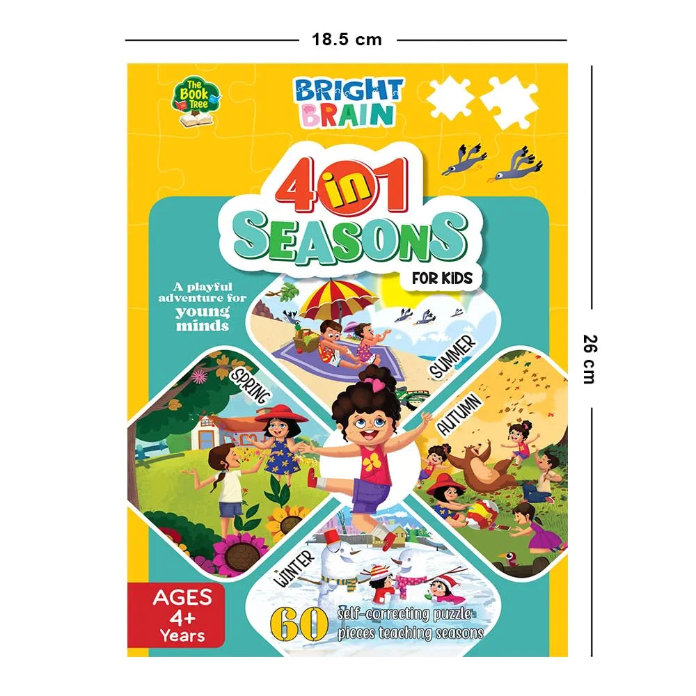 The Book Tree Bright Brain 4 in 1 Indian Seasons Jigsaw Puzzle for Kids, 60 Piece Puzzles | Educational Toy for Ages 3 and Above, Gift Box by Majestic Book Club
