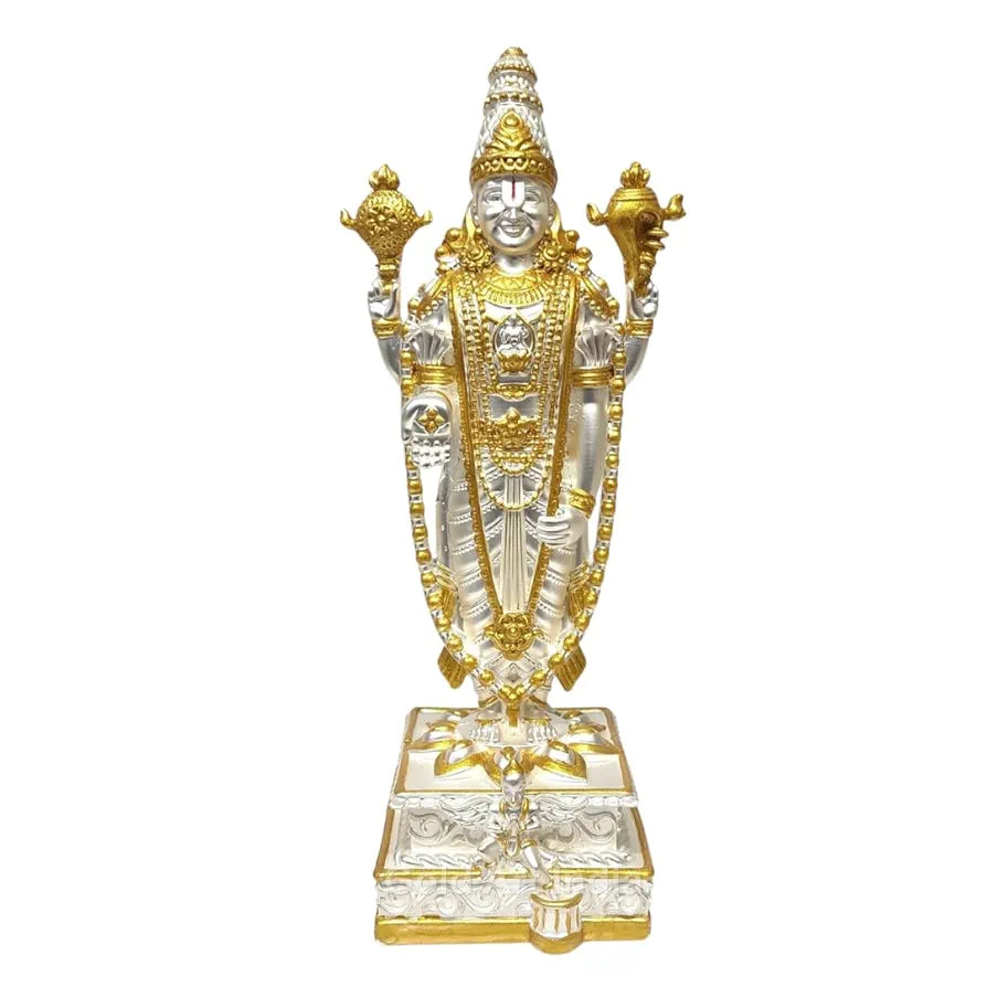 Gold Art India Lord Tirupati Balaji Garuda Gold Silver Two Tone Matte