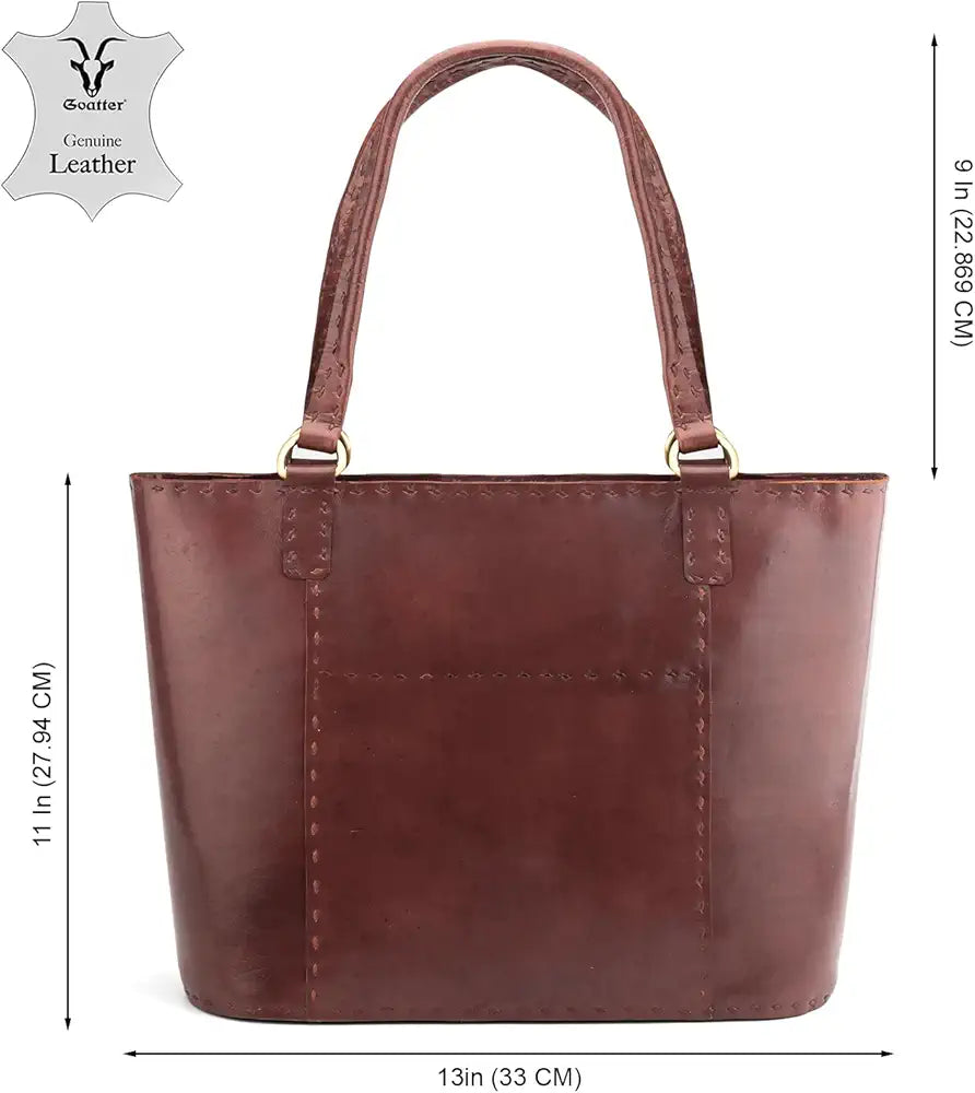 Goatter Genuine Leather Handmade Women's Handbag For Office And College,Brown