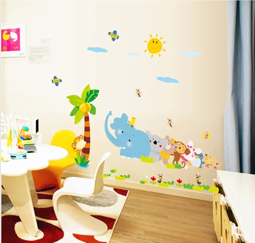 Jaamso Royals Cartoon Animal Jungle Vinyl Peel and Stick Decorative Wall Sticker