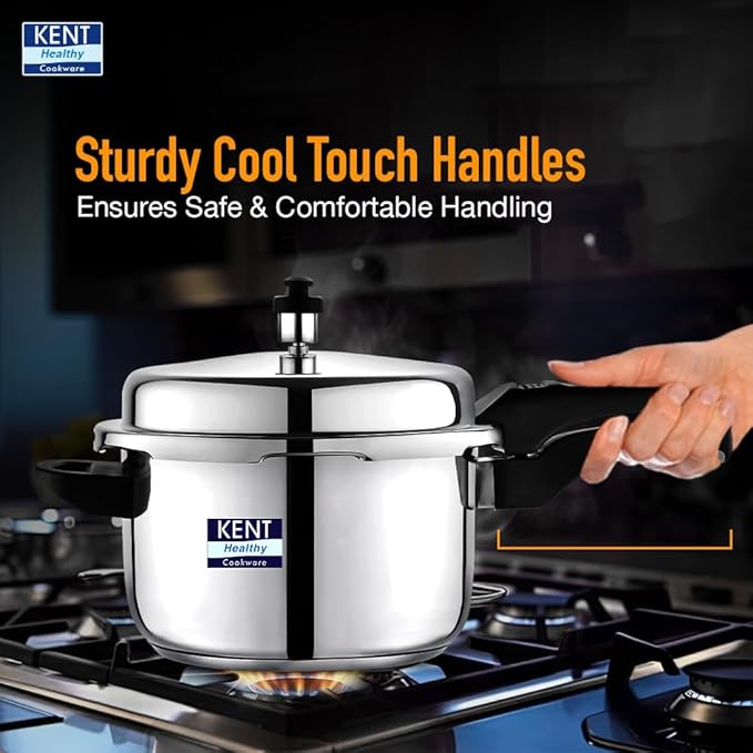 Kent Stainless Steel 5 Litre Pressure Cooker With Ss Outer Lid | 4.66mm - 3000 gms