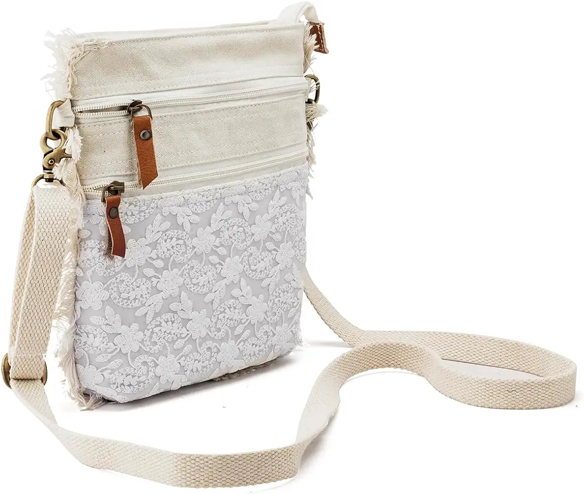 Goatter Cotton Material Embroidery Designs Medium Size Sling Bag For Women, 