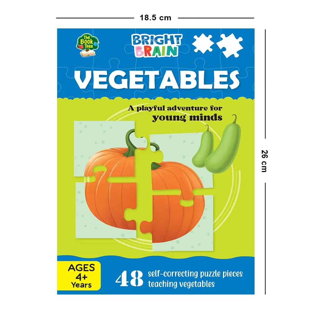 The Book Tree Bright Brain Vegetables 48 Piece Jigsaw Puzzle for Preschoolers, Educational Toy for Learning Animals Family Food, Gifts for Kids Ages 3 to 6 by Majestic Book Club