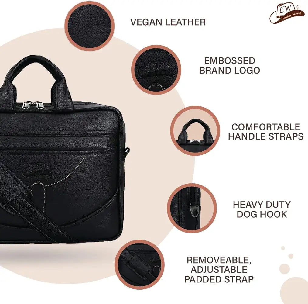 Leather World Pu Leather Mini 14 inch Laptop Office Bag | Office Bag | Messenger Bag | Travel Bag