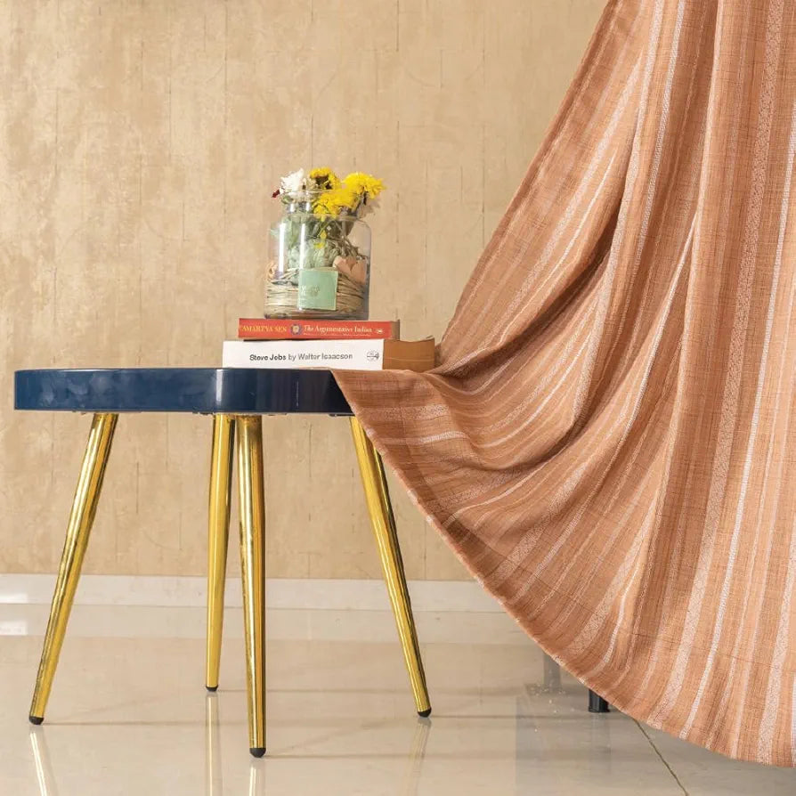 Urban Space Aari Collection Weaved Sheer Curtains for Window 5 feet Long Light Filtering Curtains with Eyelets and TieBack, Set of 2 Decorative Curtains for Living Room Vertical Weaves Muddy Pink