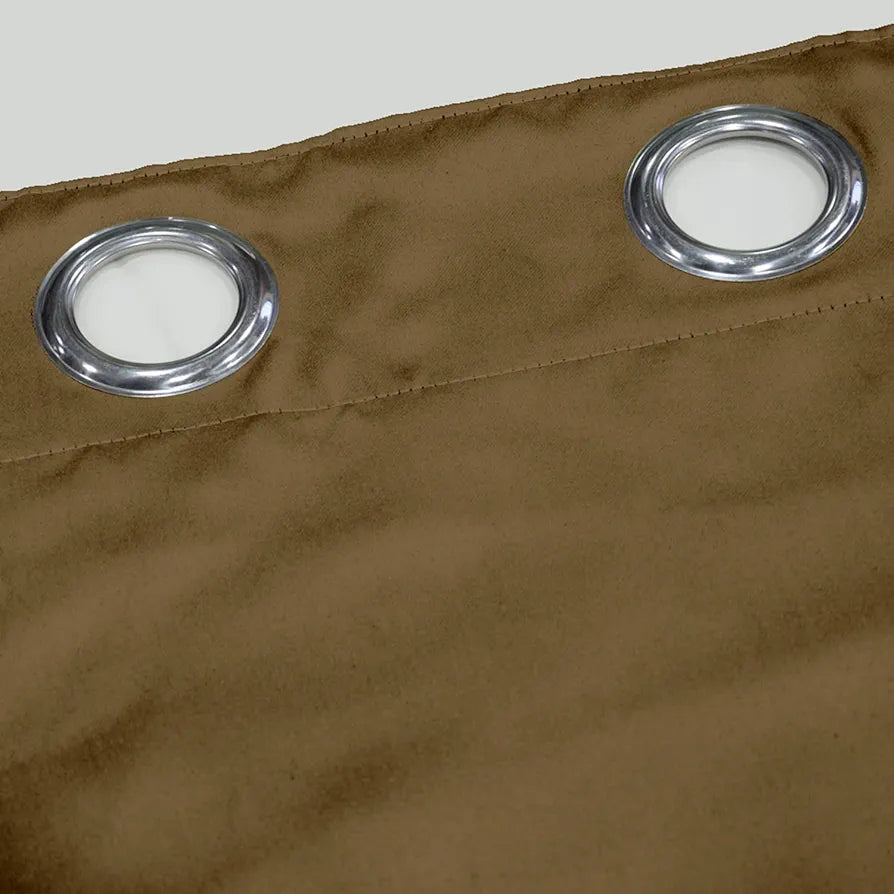 Divine Casa Semi Blackout Door Curtain 7 Feet Colour Dark Brown Micro Satin Room Darkening Panel with Metal Eyelets (Pack of 1)