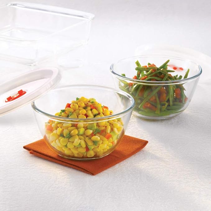 Borosil Glass Mixing & Serving Bowls With Lids | Oven & Microwave Safe Bowls | Set of 2 (900 Ml Each) | Borosilicate Glass
