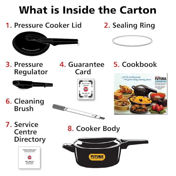 Hawkins Futura 4 Litre Pressure Cooker Hard Anodised Inner Lid Pressure Cooker Pan Cooker Black