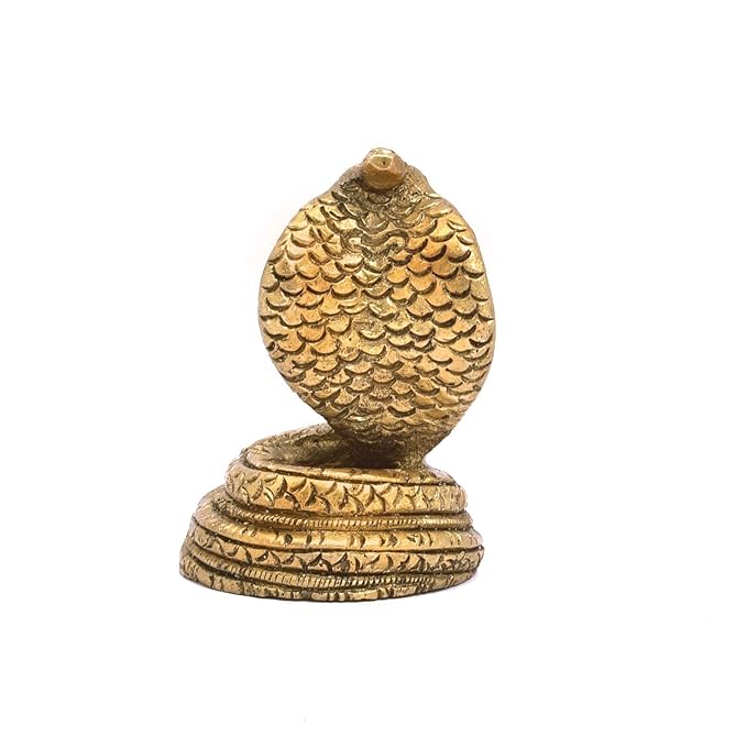 The Advitya Brass Snake Statue for Shivling | Snake Idol Showpiece for Pooja & Decor | 2.5