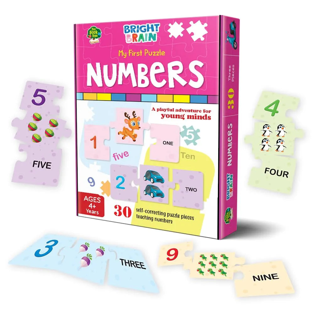 The Book Tree Bright Brain Numbers 30 Piece Jigsaw Puzzle for Preschoolers, Educational Toy for Learning 123, Gifts for Kids Ages 3 to 6 by Majestic Book Club