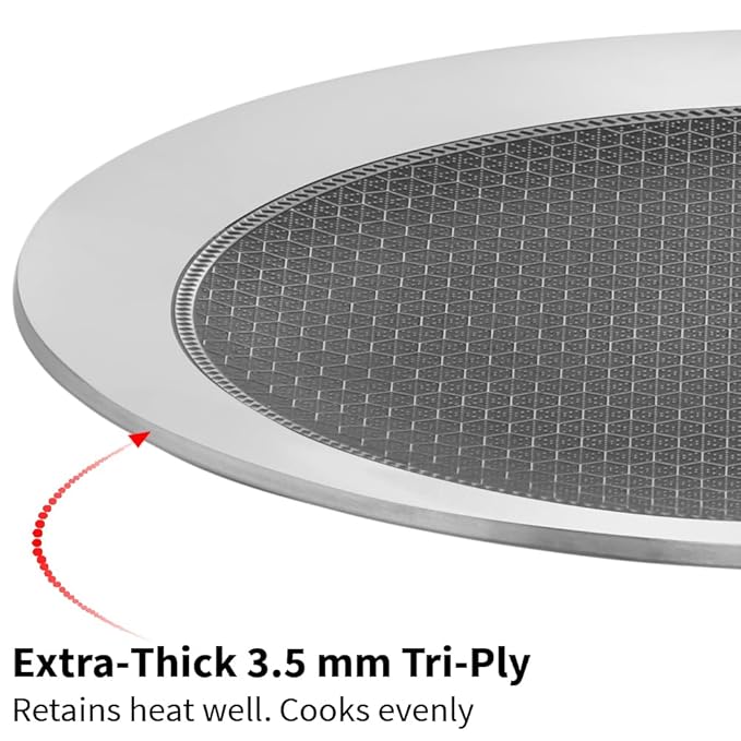 Hawkins 24 cm Paratha Tava, Triply Stainless Steel Shielded Nonstick Tawa