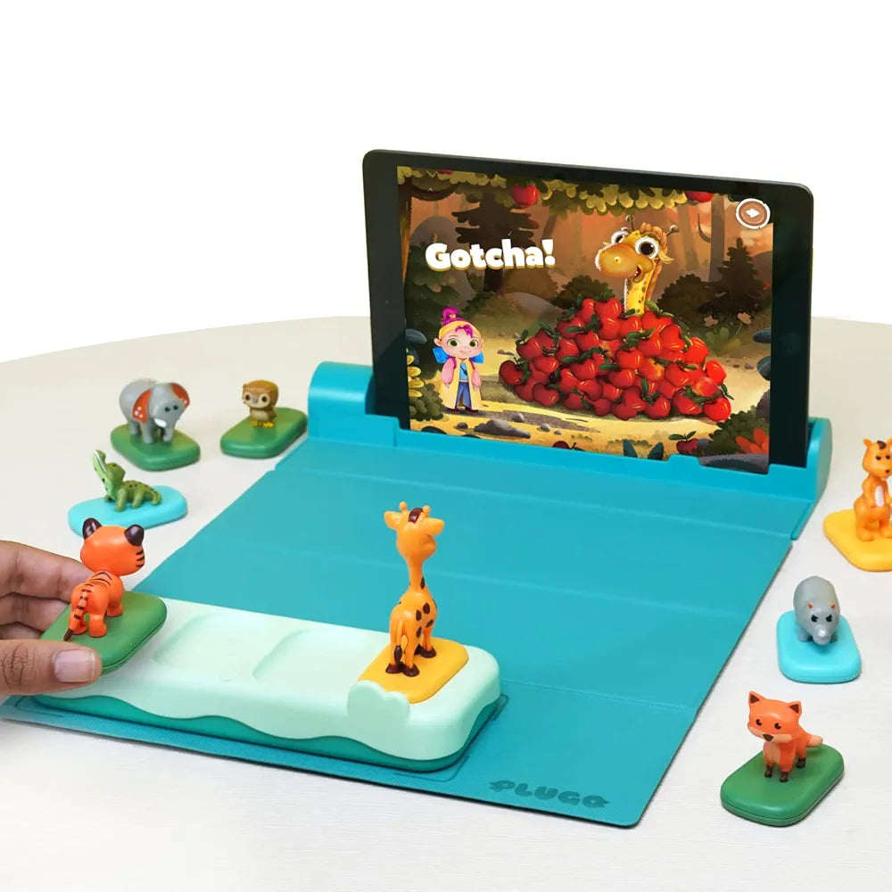 Shifu Play Plugo Animals Safari Ar-Powered Stem Toy For Kids With Rainforest, Zoo Animal Figurines -Boost Problem-Solving Skills With 3 Games, 100+ Levels, Educational Fun Learning Puzzle 