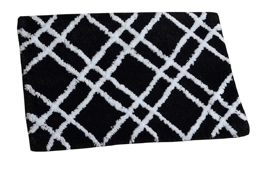 Aerohaven Glorious Super Soft Microfiber Abstract Designer Anti Slip Bathmat Black Colour