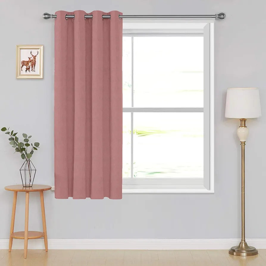 Divine Casa Velvet Blackout Window Curtain 5 Feet Premium Room Darkening Noise Reducing & Thermal Insulated Single Panel Colour Falmingo (Pack of 1)