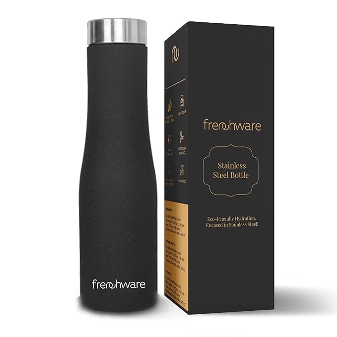 Frenchware Water Bottle 1 Litre, Stainless Steel, Premium SS 304, Shadow Black | Easy-to-Clean