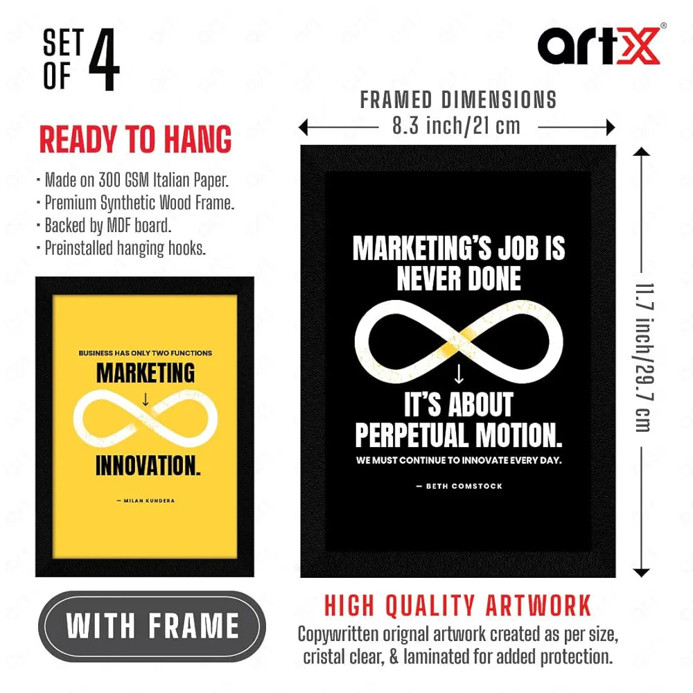 ArtX Paper Business Sales & Marketing Motivational Quotes AXF00180-MOT Framed Posters Set of 4